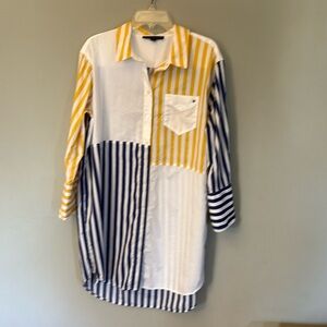Tommy Hilfiger Women's Cotton Striped Patchwork Tunic Dress size Large